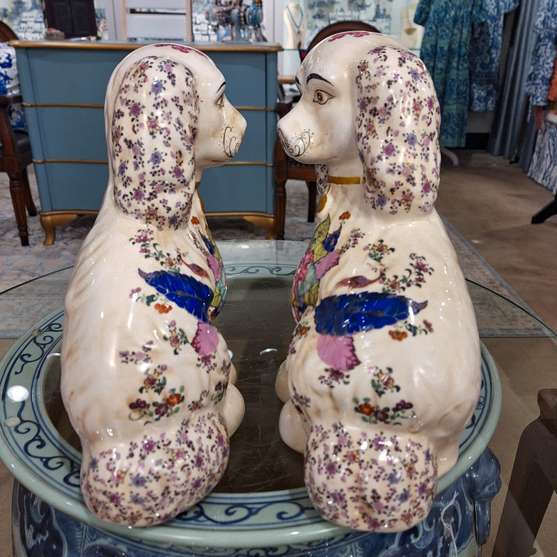 Porcelain Staffordshire Dog Figurines Pair