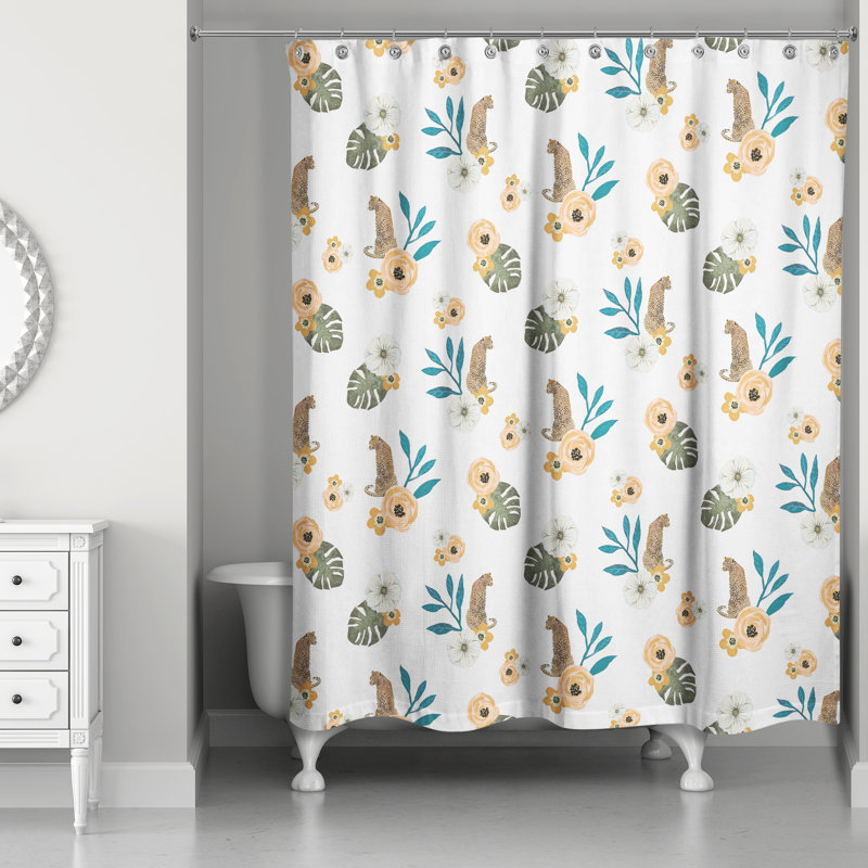 Ensemble de rideau de douche en polyester, Blanc