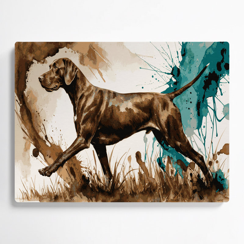 Dogs Pointer Beige Metal Wall Art, 24" H x 36" W