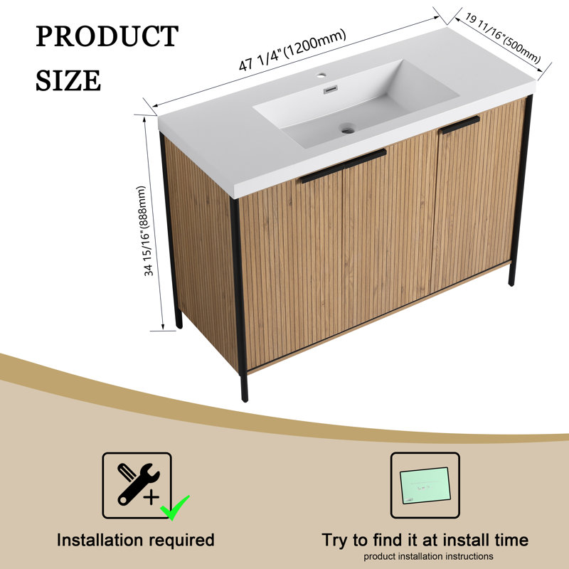 48'' Single Bathroom Vanity with Resin Top