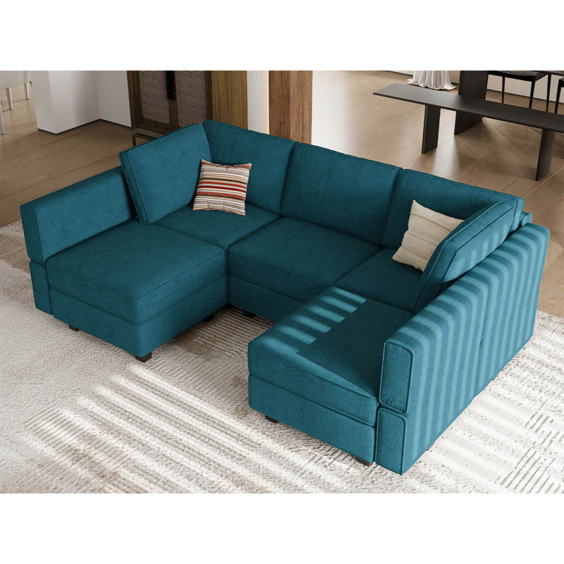 Petit canapé modulaire Kimbrel, Mélange de polyester bleu
