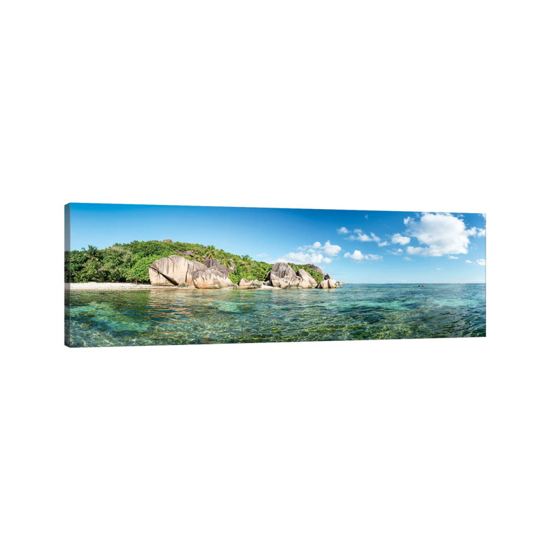 Anse Source D'Argent Beach Panorama, La Digue, Seychelles by Jan Becke - Wrapped Canvas Panoramic Print