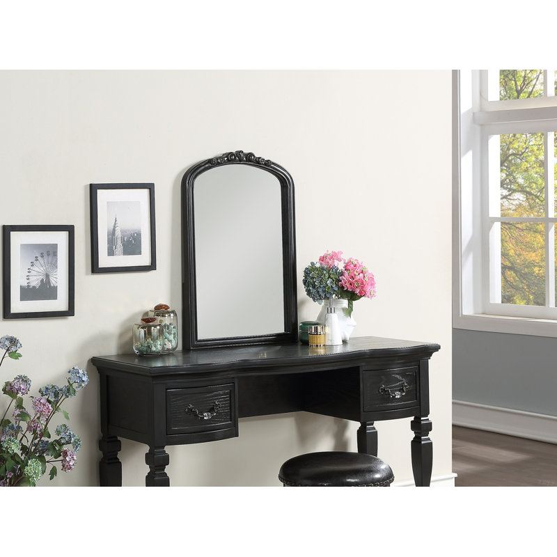 Ensemble de coiffeuse en bois, Noir
