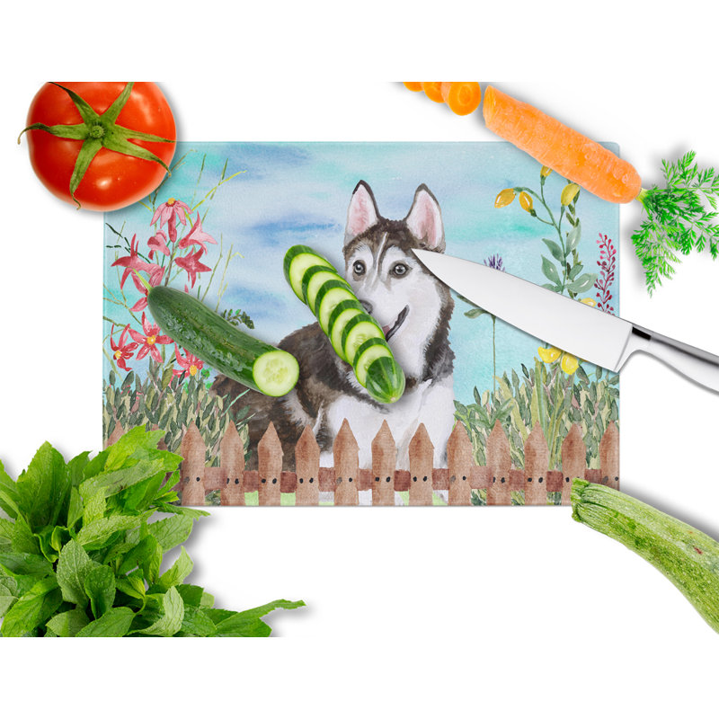 Planche à découper à ressorts en verre trempé caroline, Husky de Sibérie # 2