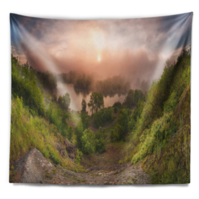 Polyester se déposant au-dessus de la tapisserie à brume avec accessoires suspendus inclus, H 78 po x l 92 po