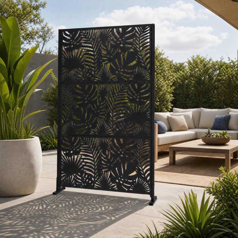 Outdoor Freestanding Metal Privacy Screen Panel Divider