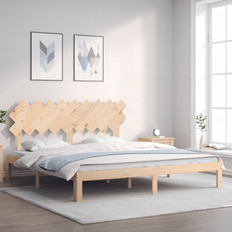Bed Frame with Headboard, Brown, Kingsize (5')