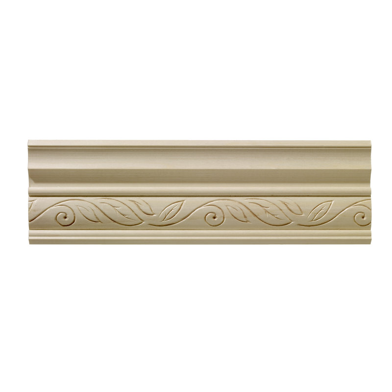 Ornamental Mouldings 1/2 in. x 3-3/4 in. x 96 in. Hardwood White Unfinished Clean Scroll Crown Moulding