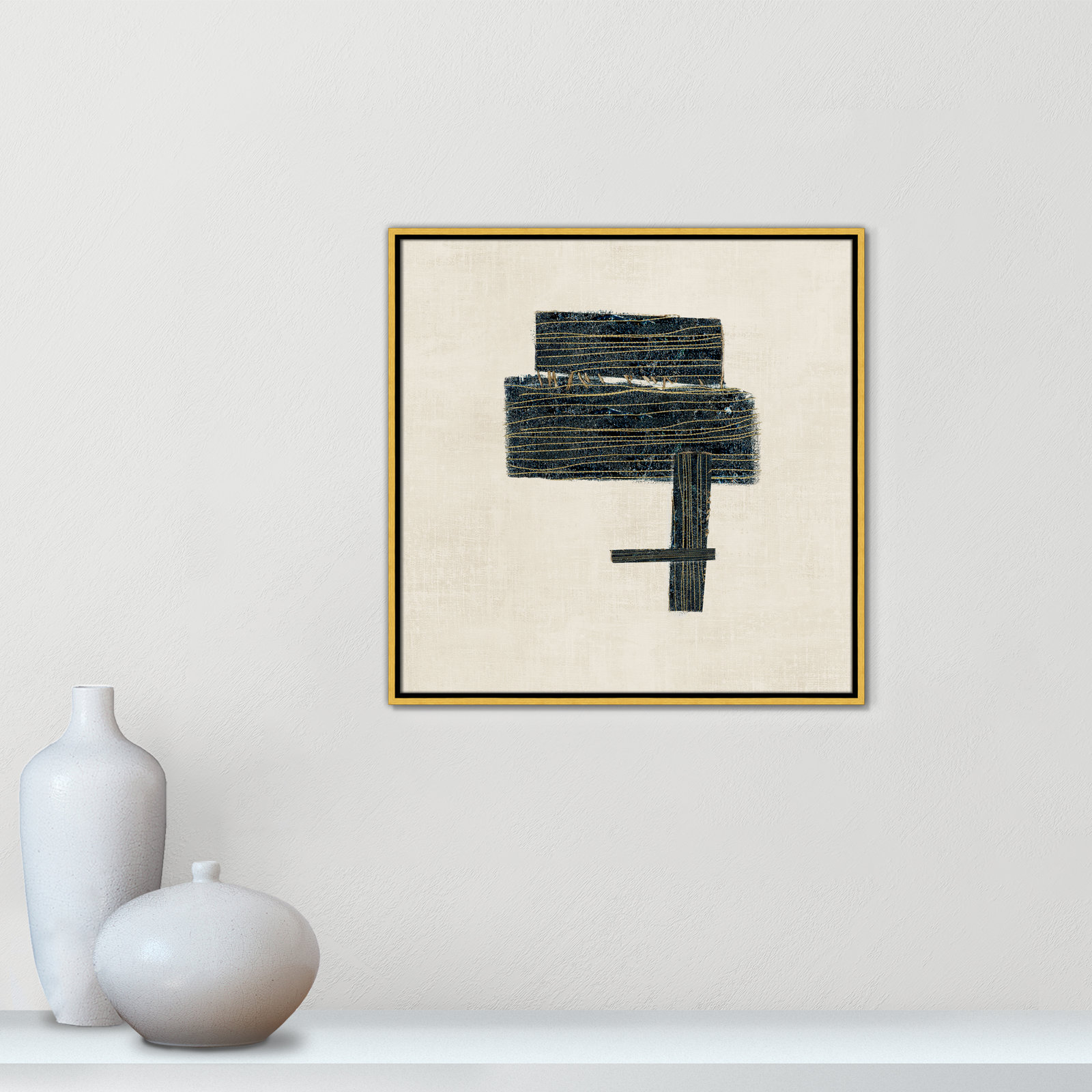 Copeland "Stitched I" Print, 25.5" H x 25.5" W, Gold