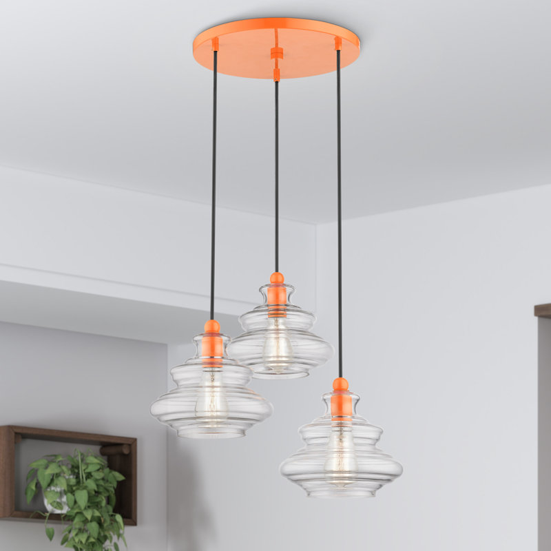 Veston 3 - Light Dimmable Chandelier, Shiny Orange