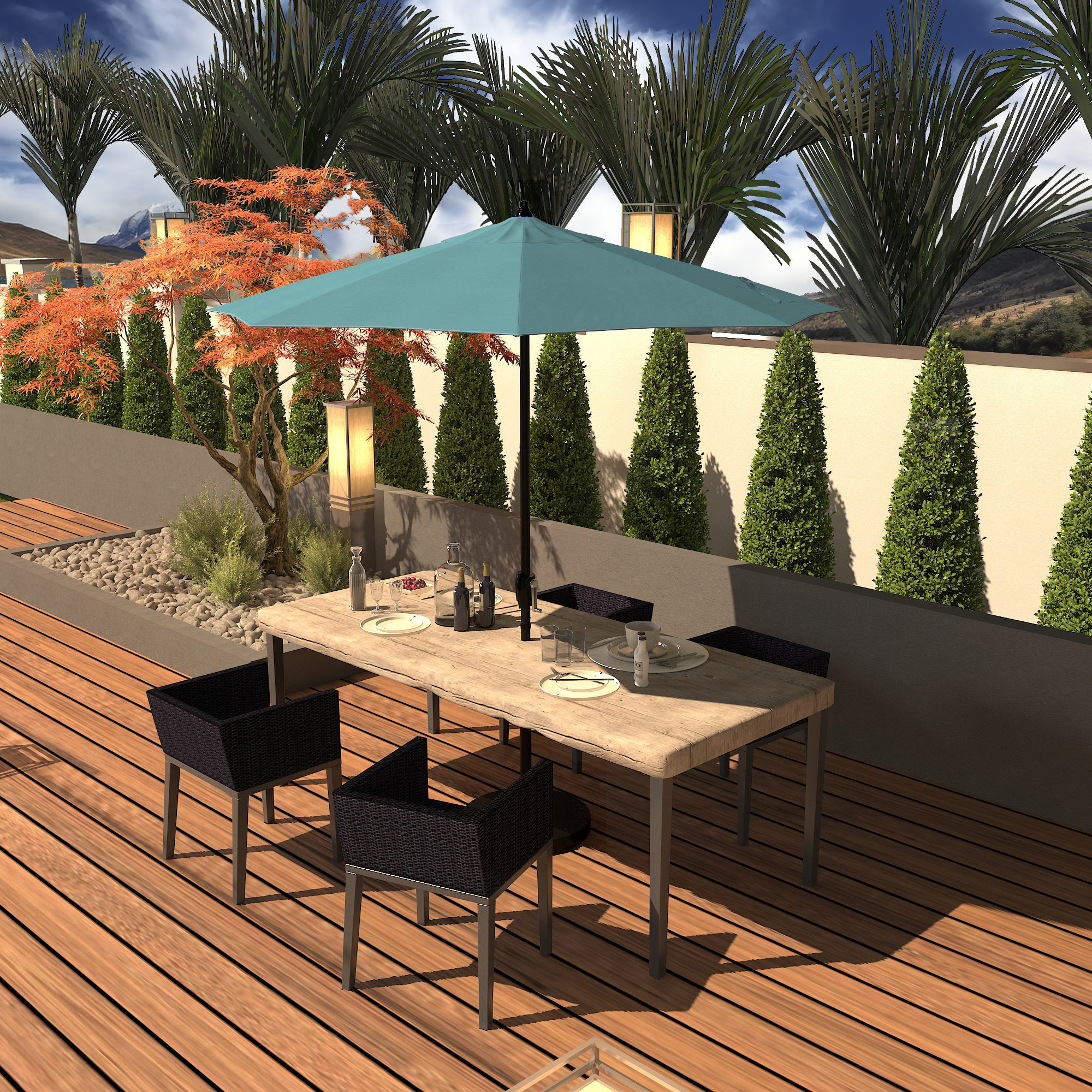 Marilee 86.3'' Sunbrella® Outdoor Umbrella, Canvas Aruba Sunbrella® Canvas