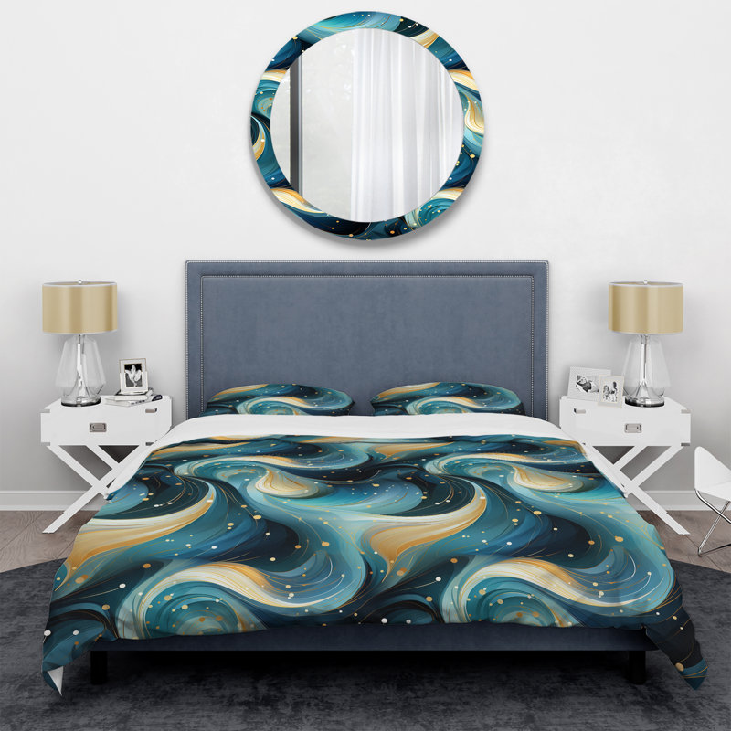 Ensemble de housse de couette Blue I, Housse de couette simple + 1 taie décorative stan