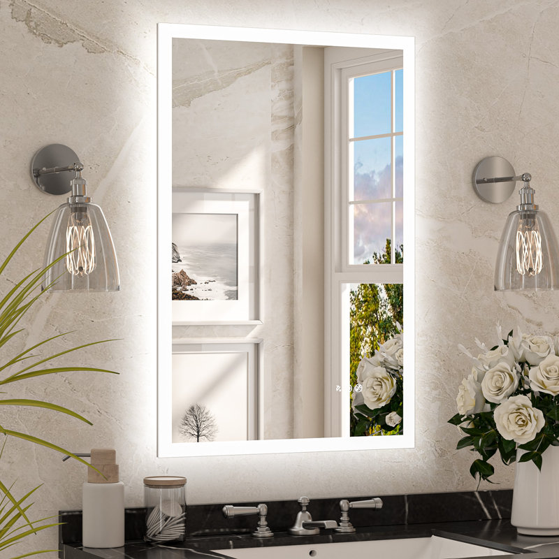Front & Back LED Sensor Bathroom Vanity Mirror With Human Body Induction Wall Mirror Dimmable Anti Fog, 36" x 24" 