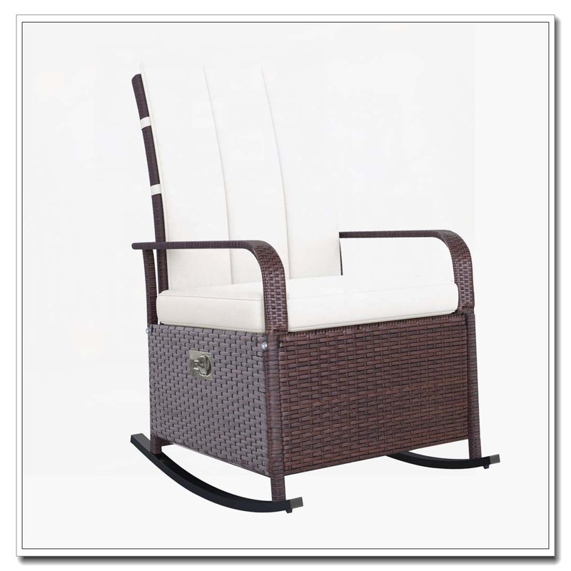 Chaise berçante d'extérieur en osier et rotin, Beige, Brun