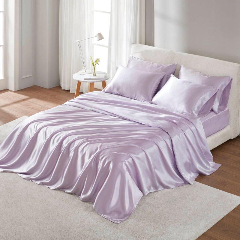 6 PCSSoft Bedding Sets, Queen Duvet Cover + 5 Additional Pieces, Purple