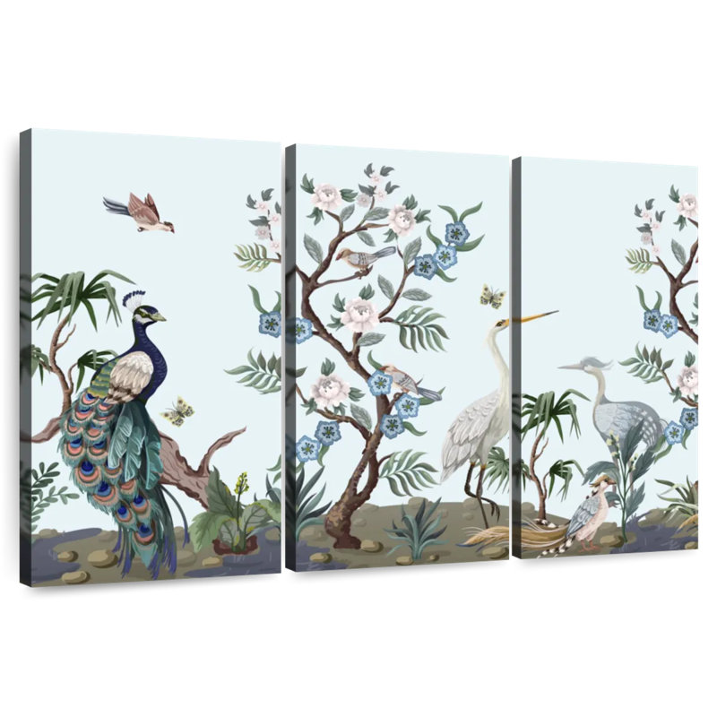 Chinoiserie Style Birds, 20" H x 33" W