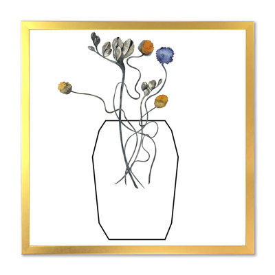 Composition avec bouquet floral minimaliste VI - Impression sur toile