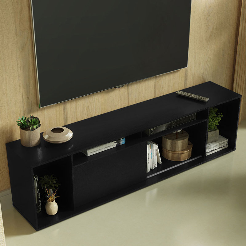 Chemene Large Entertainment Center with 1 Sliding Door, 5 Shelves and Open Shelves for 65, 75 Inch Media Storage Gaming Media Console Living Room and Bedroom Modern Wooden Television Stand