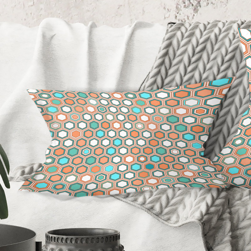 Coussin décoratif rétro à motif hexagonal III - Mid-Century