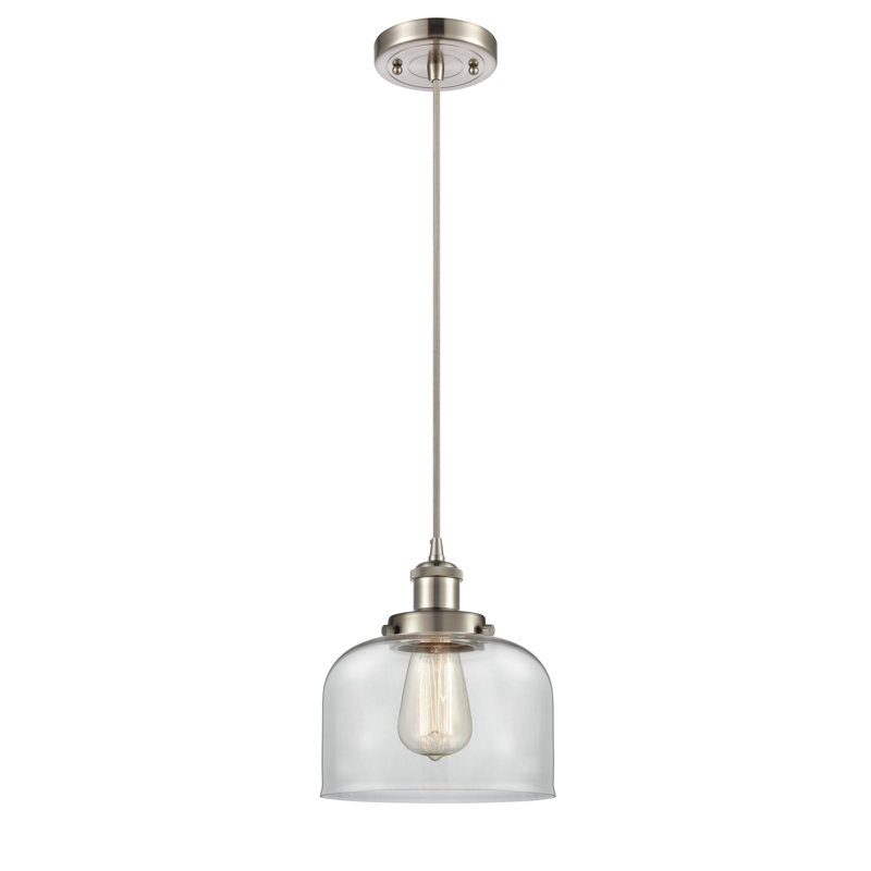 Mini luminaire suspendu à cordon 8 lumières Ballston Urban Bell, DEL, Clair, Nickel satiné brossé