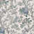 Blue Flower Bird Polyester/Gray Wood