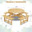 Kate Round Wooden Picnic Table,8 Person Table w/4 Built-in Benches-100009931