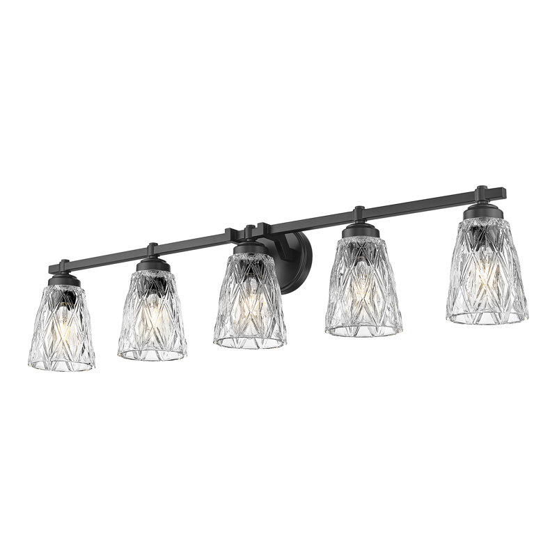 Meuble-lavabo 5 lumières noir mat Andree, Noir mat, H 9 po x l 40 po x P 6,25 po, 5 lumières