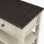 Console rétro avec deux tablettes ouvertes, structure en bois de pin massif et pieds pour le salon (espresso et beige)-350369160-350369166