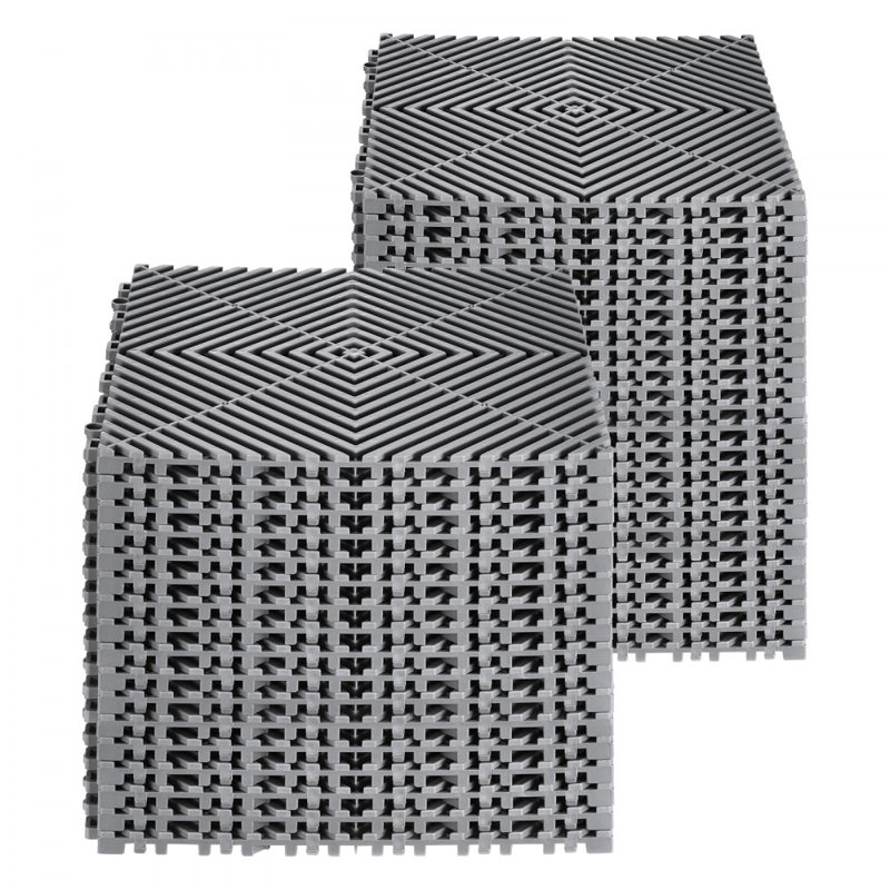 Tapis de drainage à emboîtement, matériau PP durable et modulaire à coussin d'emboîtement modulaire de 12 po x 12 po, tapis de drainage épissables, carrelage de drainage et tapis antidérapant pour garage, jardin, cuisine et extérieur