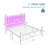 Vintage Metal Bed Frame with LED Lights, Storage Headboard & 10.2" Under Bed Storage, Noise-Free Sturdy Platform Bed-1942854026-1942854025