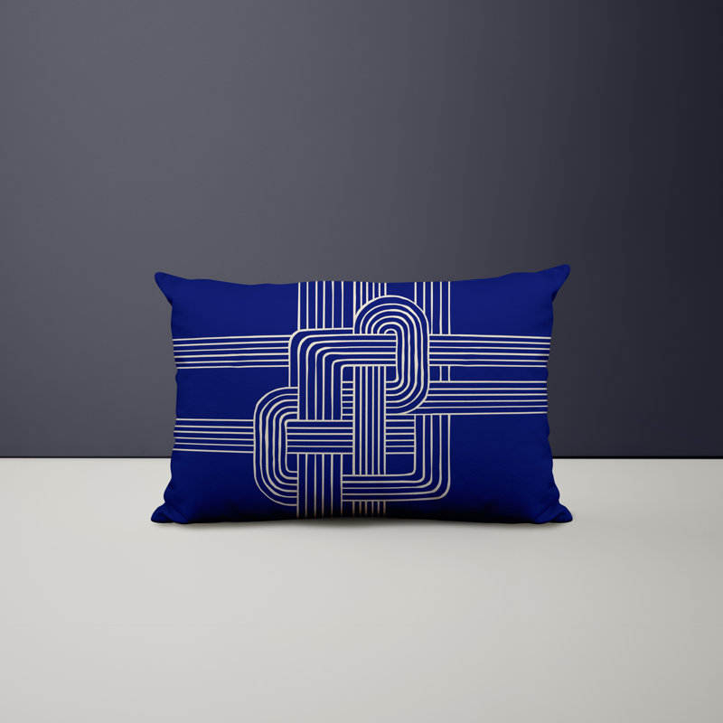 Polyester / Mélange de polyester Housse de coussin rectangulaire intérieure / extérieure lombaire et insert, Bleu marine