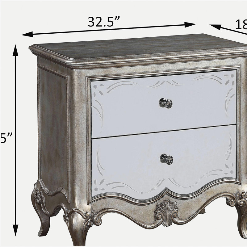 Table de chevet 2 tiroirs Champagne antique