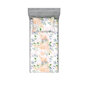Pêche et bleu lavande / motif floral vert