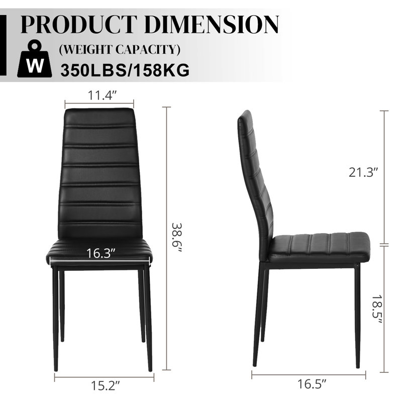 Chaise de salle à manger Annette, Noir, Noir