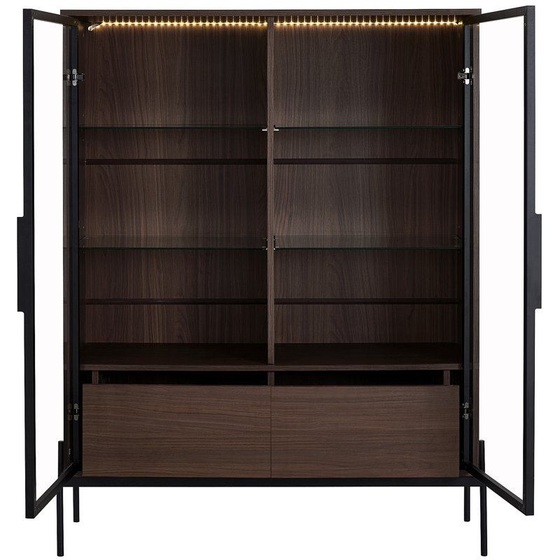 Vitrine autoportante de 51,2 po avec 2 tiroirs de rangement, Brun