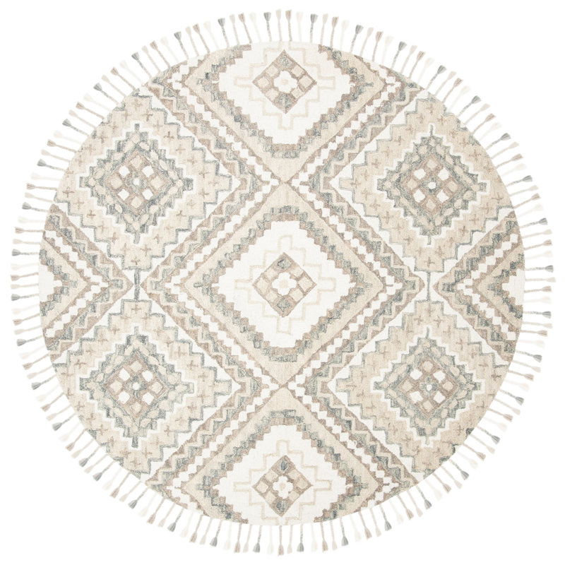 Bridgette Hand Tufted Wool Southwestern Rug, Round 5'