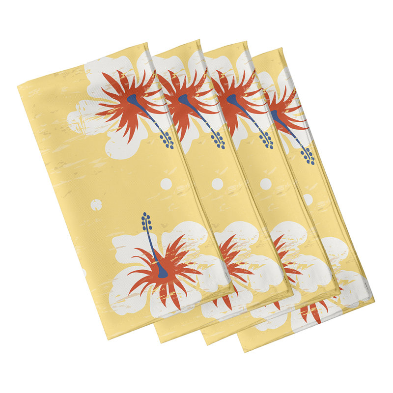Leviner Polyester Floral Square Napkin, Yellow