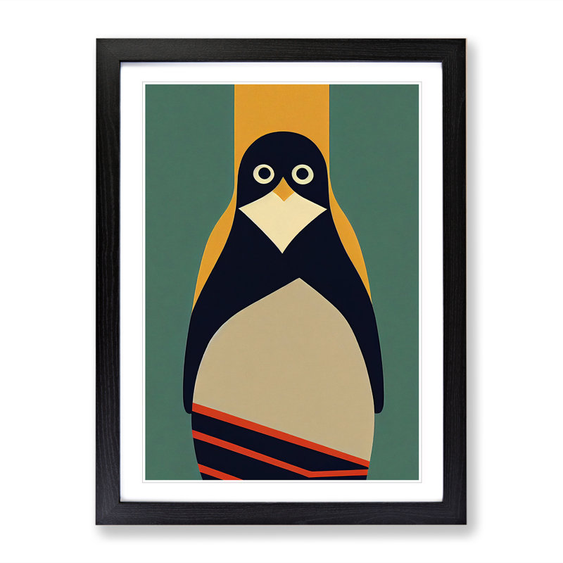 Modern Abstract Penguin No.4 - Framed Print, Black, 34cm H x 25cm W x 2cm D