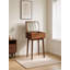 Coiffeuse moderne en bois d'hévéa et en cuir avec miroir pour chambre à coucher