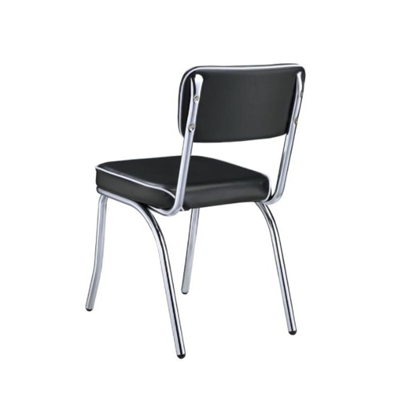 Sayville 18'' H Faux Leather Upholstered Metal Side Chair, Black