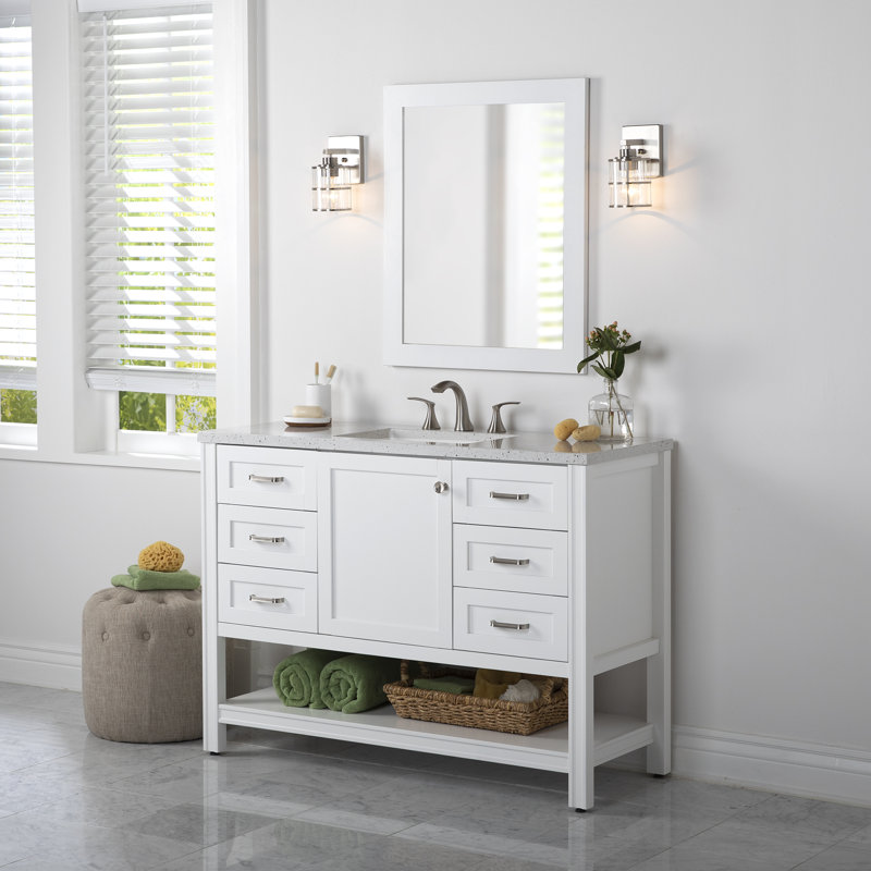 Ensemble de meuble-lavabo simple 48 po Nuri, Blanc, Frêne argenté