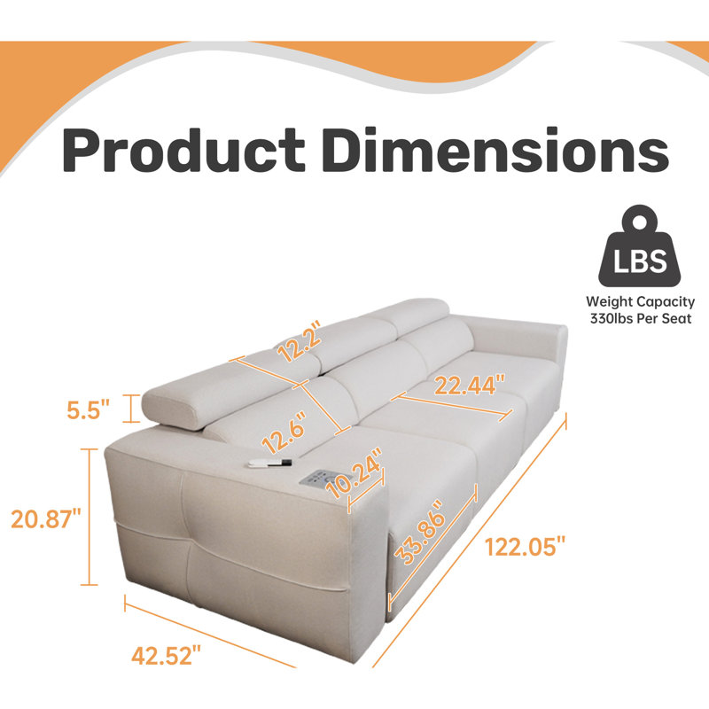 Fauteuil inclinable électrique avec charge sans fil, haut-parleurs et poche latérale. Extension de siège télécommandée, double commande pour tous les sièges, réglage manuel. Gris, appartement confortable 3 Living