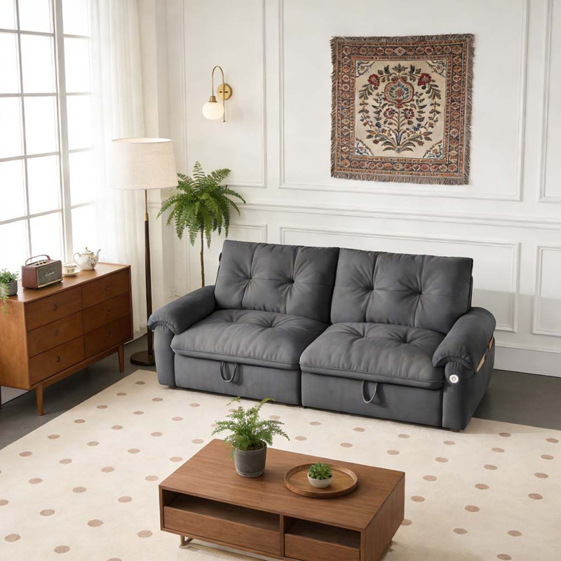 77-inch convertible sofa bed, Grey