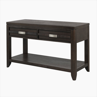 Exquisite Two - Drawer Console Table Crafted From Fine Wood With Metal Detailing, Ideal For Dining Or Living Room Decor