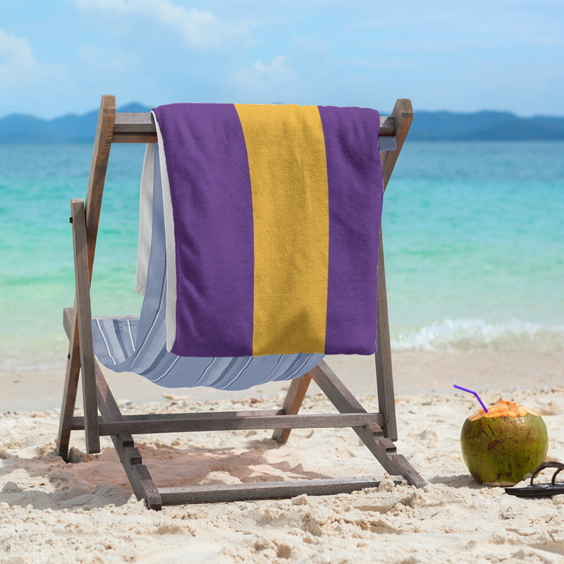 Cotton Blend Lightweight Beach Towel, Purple/Gold/Purple
