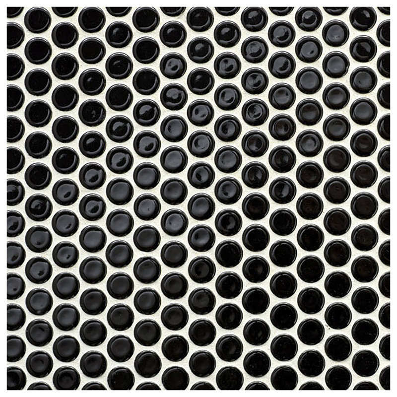 Ceramic Penny Round Mosaic Wall & Floor Tile, Black