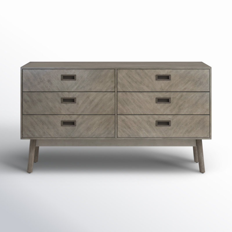 Commode double 6 tiroirs l 56 po, Gris clair