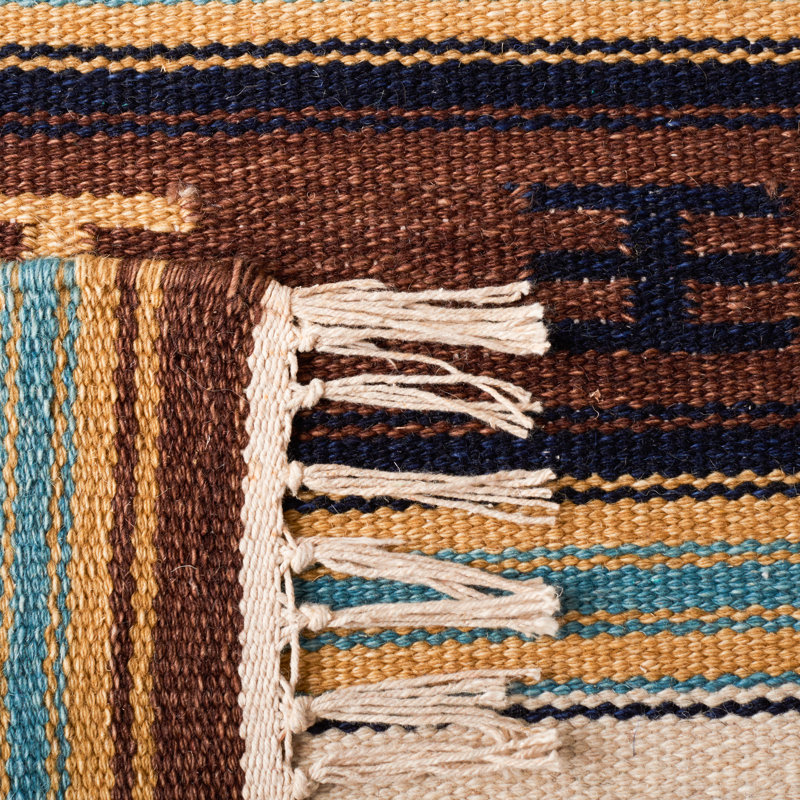 Provins Flat Weave Wool/Cotton Southwestern Rug in Ivory/Rust, Rectangle 6' x 9'