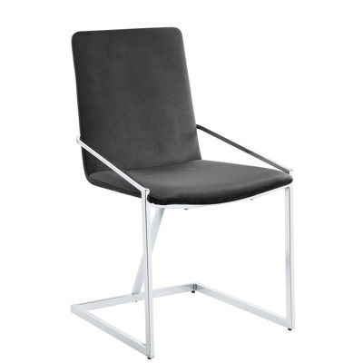 Chaises d'appoint modernes grises avec base en métal 2 -, élégantes pour la salle à manger et 2 à la mode, ergonomiques