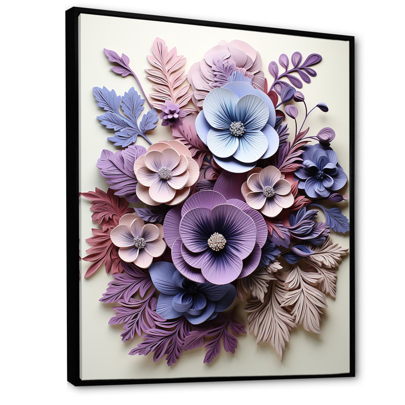 Art mauve dans les pensées, H 40 po x l 30 po x P 1,5 po, Cadre flottant noir